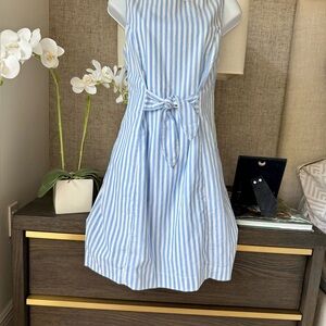 Duffield Lane Sky and White Striped Midi Dress